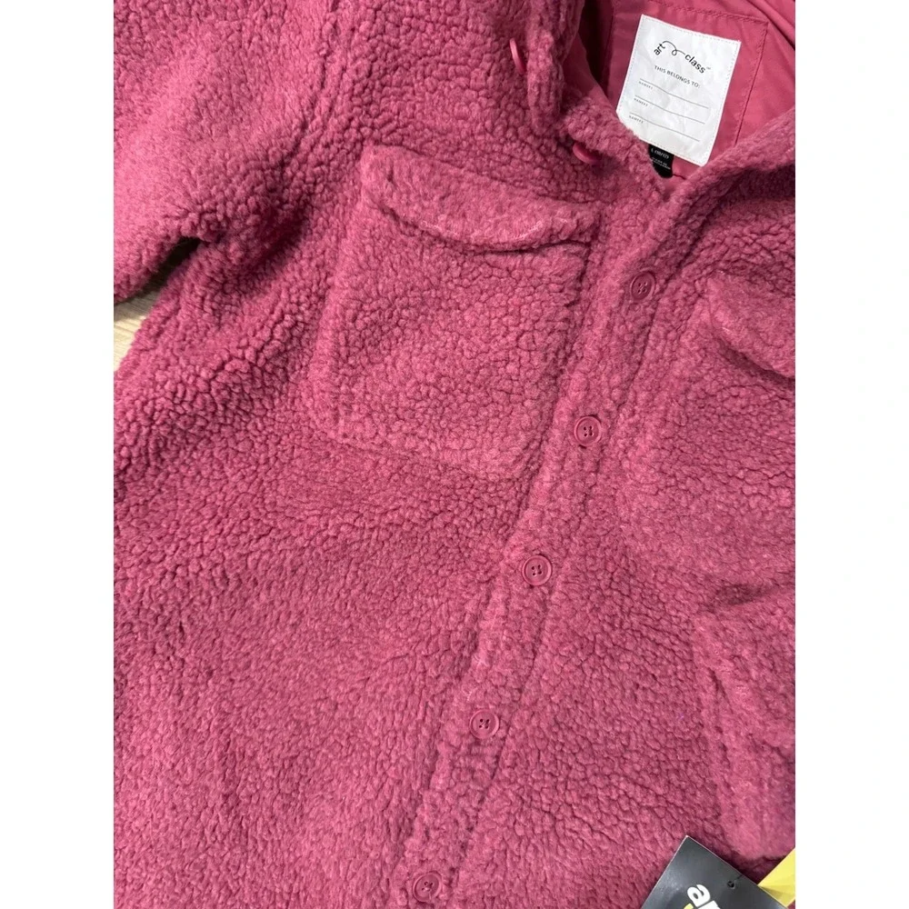 NWT Art Class Girls‎ Button Down Fleece Shirt Jacket Pink L 10 12 Teddy Shacket